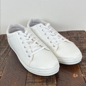 NWT Jousen Milan Men's 12 White Casual Lace-Up Sneakers Faux Leather Streetwear